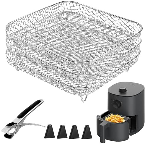 Triple aire Racks, freidora cuadrada de acero inoxidable 304, bandeja apilable, soporte freidora