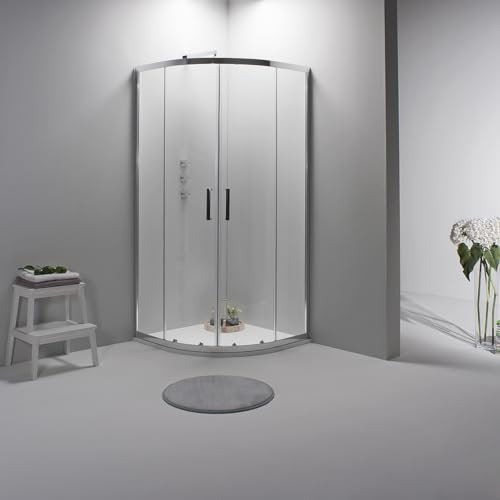 Box Doccia Semicircolare 90 x 90 cm - Cabina Doccia in Cristallo Temperato 6mm, Trasparente e Scorrevole con Profilo Flat Cromato Adattabile - Facile da Installare e Pulire