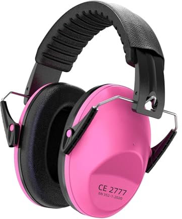 Gehörschutz Kinder – SNR 26 dB Geräuschreduzierung, bequem für Kinder von 3–16 Jahren, ANSI zertifiziert, Schule Lernen Konzert Feuerwerk Festival Hörschutz, Ohrenschützer Verstellbare, Faltbar (Rosa)