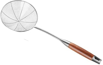 Scolapasta a ragno in acciaio inossidabile 304, per cucinare e friggere, mestolo, schiumarola, con manico in legno, utensili da cucina (15,5 cm)