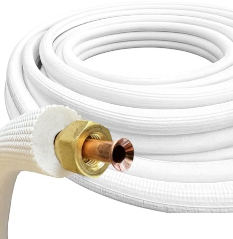 Black panda - Kupferrohr 3/8 – 1m mit 9mm Isolierung & Überwurfmuttern - Gebördeltes Klimaanlagen Rohr Set für Split-Klimageräte & Kältetechnik - Hochwertiges, korrosionsbeständiges Installationsrohr