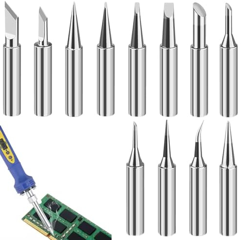 12er-Pack 900m Lötkolben Spitzen - Ersatzlötspitzen für Lötstationen, Schweißgeräte & Zubehör | Kompatibel mit Hakko, Yihua, Atten & Mehr