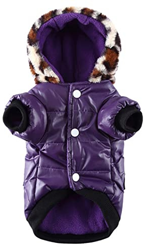 Petit Animal de Compagnie Chiot Pull Hiver Chaud Pull à Capuche Vêtements Chiot Chat Manteau épais imperméable pour les petites races de chiens comme Chihuahua (Violet, XXL)
