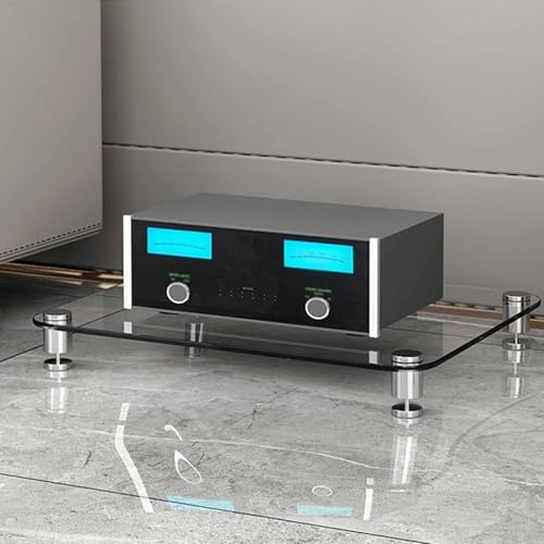 Tqertrtfxa 1/2/3/4-Tier Stereo Rack AV Media Stand with Tempered Glass Shelves,CD Record Player Stereo Receiver Display Stand,Audio Video Media Stand Cabine(A,1)