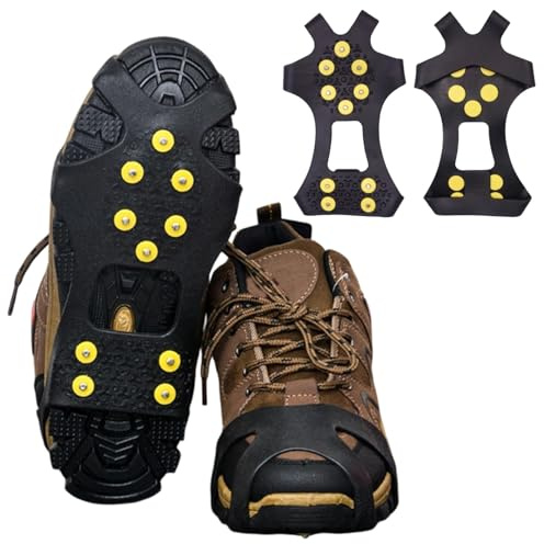 Crampons Antidérapant, 10 Dents Neige Grips, Universelles Traction Crampon pour la Neige écurité Marcher sur Neige et Glace, Unisexe, EUR 42-46