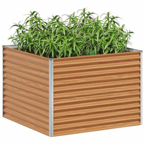vidaXL Jardinière surélevée 98 x 100 x 68 cm Acier galvanisé, Jardin et Terrasse, Bac à Plantes Métallique, Lit Élevé Extérieur, Solutions pour Espaces Urbains, Design Durable