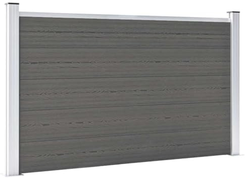 Clôture de jardin WPC - 180 x 105 cm - Gris - Panneau composite en bois et plastique robuste - Résistant aux intempéries - Kit de clôture brise-vue extensible avec poteaux en aluminium - Montage