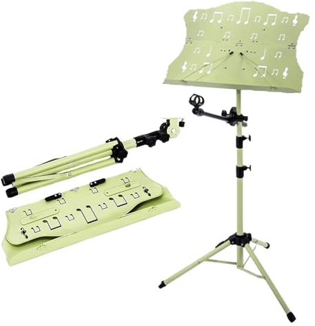 Bambus Notenständer, Holz Notenständer, Orchesternotenständer mit Höhenverstellung, Tragetasche und faltbarem Notenhalter for Projektoren
