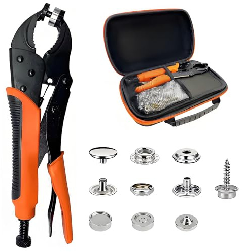 SHYSBV Druckknopf Set mit Zange – 40 Sätze 15 mm Druckknöpfe zum Schrauben, inkl. Werkzeugtasche – Für die Reparatur von Segeltuch, Planen, Näharbeiten und zum Ersetzen von Metallverschlüssen