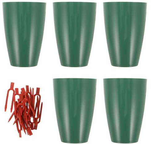 IWOWHERO Set 5 Vasi da Vivaio per Fragole con Forca Ancoraggio, Contenitori in Plastica Drenanti e Riutilizzabili, Vasi per Giardinaggio Interni ed Esterni Adatti a Fiori, Verdure e Frutta