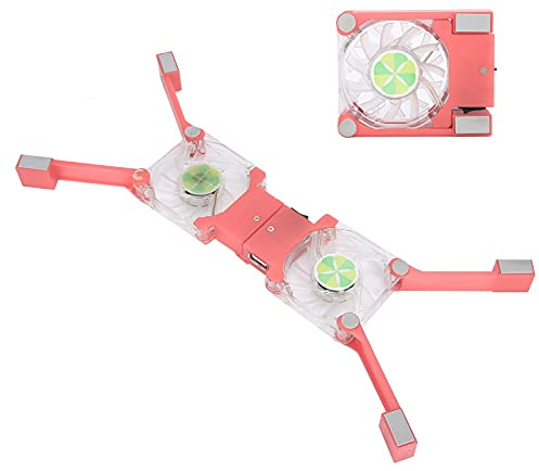 BONKZEBU Base di Raffreddamento per Laptop Doppie Ventole Raffreddatore per Notebook Pieghevole LED Luce Blu per Utenti di Computer Plastica 2,4 X 2,4 X 0,5 Pollici per Lavoro o Gioco (#)