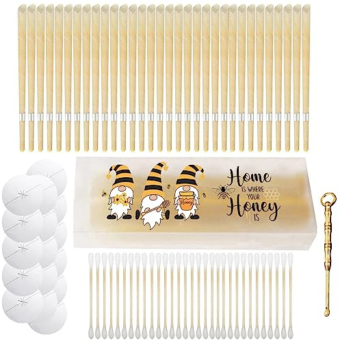 Natürliche Ohrenkerzen, 39/54/79/104 Stück Ohrenschmalz Entferner Kerzen Ohrenkerze Kit, Ohrkerzen Mit Schutzscheiben Ohrreiniger und Wattestäbchen, Ohren Kerzen Zum Reinigen Für Ntspannen (79PCS)