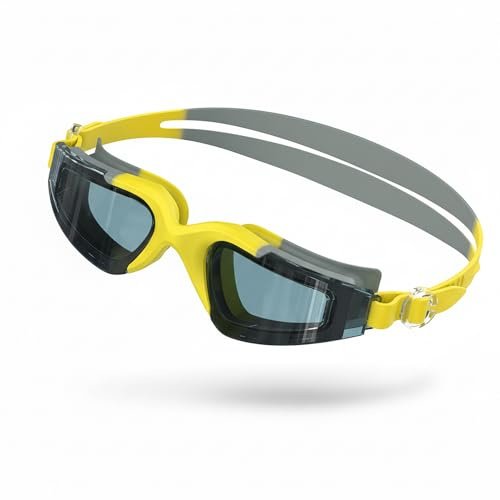 Seaflar Swimming Goggles Men Women with Anti-Fog HD Lens & UV400 Protection - Unisex Diving Goggles Adults Teenagers Waterproof 3D Silicone Seal for Beach/Pool Yellow Grey