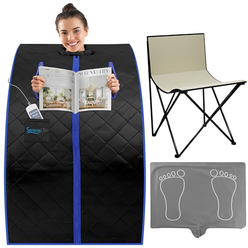 SereneLife Portable Infrared Sauna Tent for Home, 40 x 33, Black