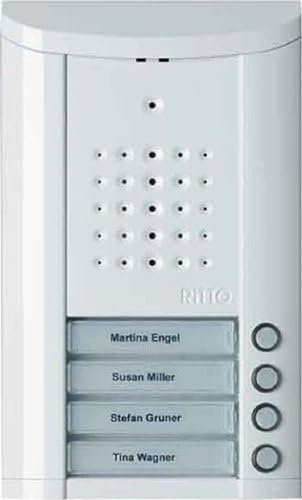 Schneider Electric Ritto Türstation, Entravox, Audio für 4-Familienhaus, Gegensprechanlage mit Beleuchtung und Klingeltasten, Aufputz, Außeneinheit, weiss, Artikelnummer 1840470