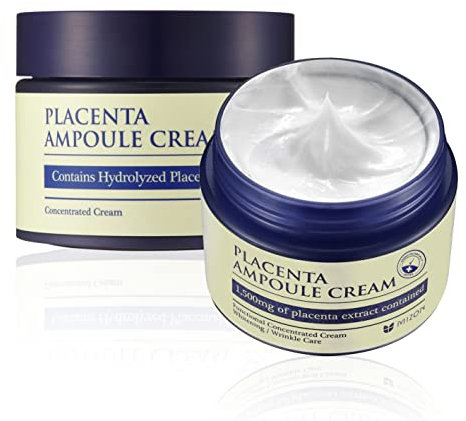[MIZON] PLACENTA AMPOULE CREAM (50 ml) Korean Skincare - Crème concentrée au Placenta - Renouvellement, Revitalisation et Protection de la peau - Sans parabènes
