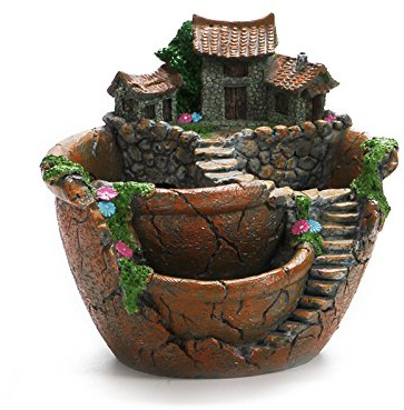 BESTOMZ Mikro Landschaft Kunstblumen sukkulente Pflanzen kleine kreative Topf Topflappen hängen Gartengestaltung mit süßen Haus