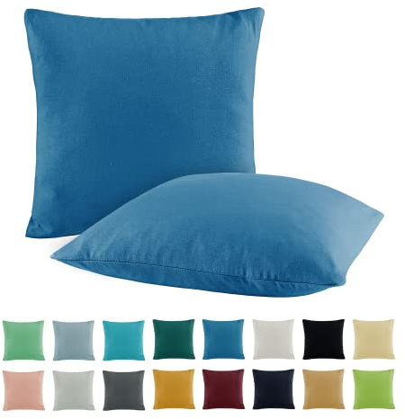 SHC by BaSaTex 2er Pack Jersey Kissenbezüge Kissenhüllen | Kopfkissenbezug aus 100% Baumwolle | 80x80 cm Dekokissen Bezug | Farbe Royal Blau