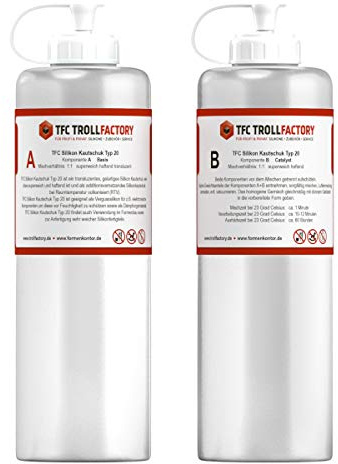 TFC Troll Factory Silikon Kautschuk Typ 20 I Vergusssilikon, sehr weich I transluzent I 500 g (2 x 250 g)