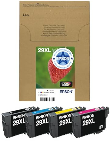Epson Original 29XL Tinte Erdbeere, XP-235 XP-332 XP-335 XP-432 XP-435 XP-245 XP-342 XP-345 XP-442 XP-445 XP-247 XP-257 XP-255 XP-352 XP-355 XP-452 XP-455, (Multipack 4-farbig)