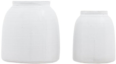 Creative Co-Op Vases en Terre Cuite (Lot de 2 Tailles), Blanc, Petit et Grand