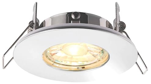 National Lighting SPECULO Ultra Slim Compact Chrome Fire Rated Downlight Recessed LED GU10 Round Spotlight Ceiling Light for Bathroom, Shower, Kitchen IP65 Rated