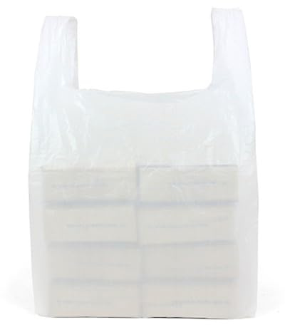 Venuscello® 1000 x Vest Style Carrier Bags White Plastic 13 x 19 x 23 22mu Heavy Duty Carry Bags for Vegetables Fruits Groceries Shopping