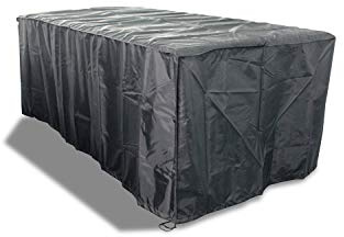 CONCEPT USINE Housse de Protection LUSIANA 6 Places Imperméable Noire | Recouvre entièrement table et 6 sièges, polyester 210g/m², cordon resserrable