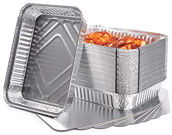 CONTITAL Barquettes en Aluminium R1L avec Couvercle, 2 Portions, Barquettes jetables Gamme Professionnelle - 50 Pièces