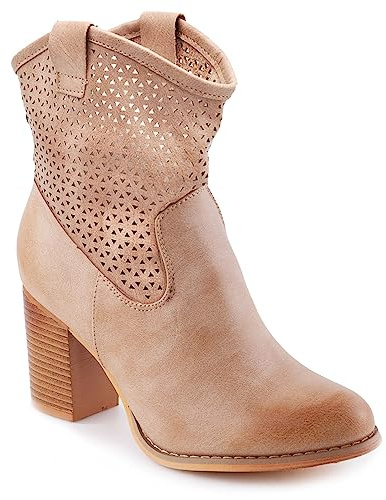 TooCool Bottines Été Trous Femmes, Texans Talons Confortables G633