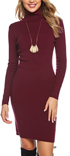 Wayleb Vestito Invernale Elegante Donna - Abito Sexy Maniche Lunghe, Tubino in Maglia, Lana