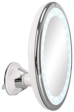 Kleine Wolke Kosmetikspiegel Flexy Max mit 10-facher Vergrößerung und LED Beleuchtung, Durchmesser 20 cm, Material: ABS/Glas