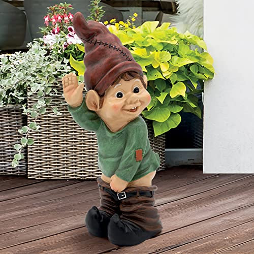 GardenKraft 11039 Naughty Gnome Garden Statue/Funny Cheeky Garden Ornament/Weatherproof Polyresin Material/Non-Fading Paint / 36cm Height/Decoration for Patio, Lawn & More