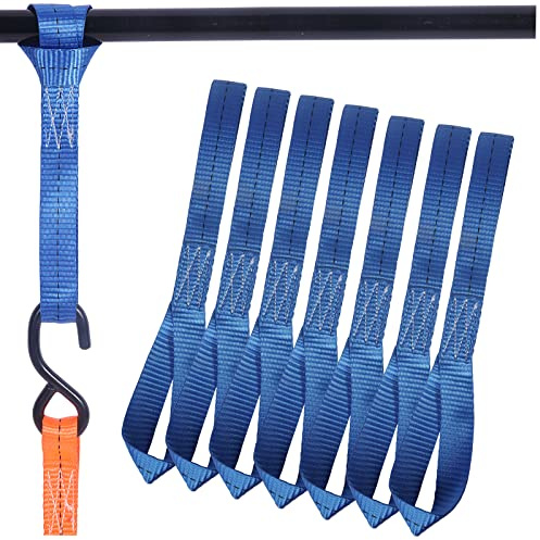 JAKAGO 8 x weiche Spanngurte, Nylon-Zurrschlaufen | Tragfähigkeit: 680 kg, ideal für Auto, Motorrad, Camping, Klettern, Hängebefestigungen (30 cm, blau)