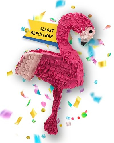 Party Factory – Pinata Flamingo pink für Jungen & Mädchen zum Befüllen & aufhängen – Schlag-Piñata als Party Deko in 70x40 cm für Geburtstag & Mottopartys – Partyspiel Motiv-Pinjata für Kinder