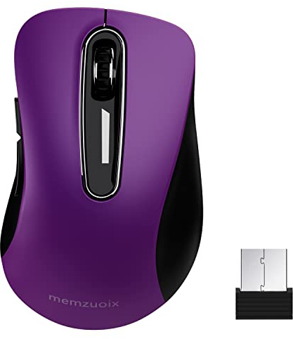 memzuoix USB-mus 2.4GHz, Optisk Trådad Mus 1400 DPI med Mini USB-mottagare, 5 Knappar och Batteridriven för Laptop, Stationär Dator, Macbook - Lila