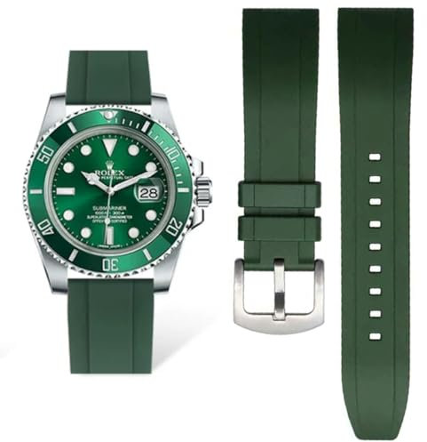 AIYIRUO FKM Gummi Uhrenarmbänder Kautschuk Fluorkautschuk armband 19mm 20mm 21mm 22mm Weich und langlebig Schnellverschluss Uhrenarmbänder Ersatzarmband Kompatibel mit Omega,
