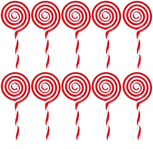 20pcs Christmas Lollipop Ornament Set - White and Red Tree Decorations for Holiday Supplies Xmas Tree Hanging Decoration