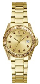 Guess US Damen-Armbanduhr, Goldton und Kristall, analog