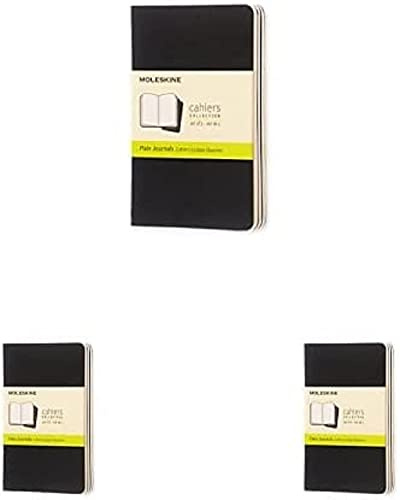 Moleskine Cahier Notizhefte (blanko, Pocket, Kartoneinband) 3-er-Set schwarz, 3er Pack