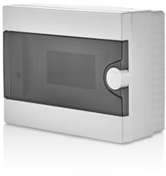 Lion Electric Stromkasten Aufputz 9 Module | 1-Reihig Hutschienengehäuse für Feuchtraum und alle Innenbereichen, Sicherungskasten mit Transparenter Tür IP40, Kleinverteiler für Aufputzmontage