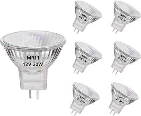 AHEVO MR11 Halogen Light Bulbs, 20W 12V MR11 GU4 Halogen Spotlight Bulbs, GU4 Bi-Pin Base,Warm White 2700K,35mm Diameter, 6 Packs