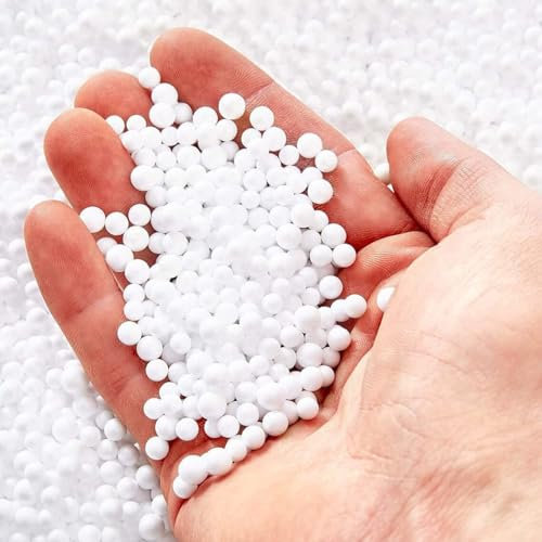 D. & D. Poliestireno – (50 litros) Bolsa de perlas de poliestireno expandido para relleno de puf, sillones, cojines, diámetro de 2 a 8 mm – Bolas de poliestireno para relleno de pufs de saco (50