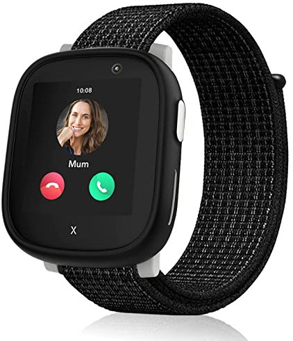 Snyeest Nylon Armbänder kompatibel mit Xplora X6/Anio 6 Armband, Kids Smartwatch Klettverschluss Mädchen Jungen Verstellbare Geflochtenes Ersatz Armbänder für X6 Play/X6 Pro/Anio6,Schwarz