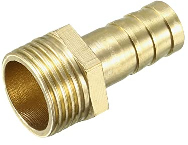 QUARKZMAN 10mm Púas x 3/8 PT Macho Rosca Latón Espiga Manguera Dorado Tono | 1uds, Montaje, Tubo Conector Adaptadores para Manguera Conexión, Conector de Lengüeta de Latón