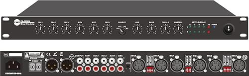 CMX Audio PA-200MX 11-Channel Stereo Mixer/Pre-amplifier; 19 Rack Mount Design of 1U Height; 6x Balanced Mic/Line Inputs; Aux 1-4 Inputs and EMC Input; REC Output and Stereo Balanced XLR Outputs