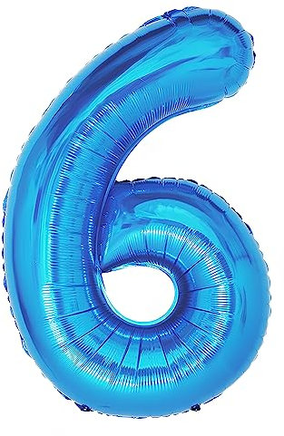 Ponmoo Foil Palloncini Numeri 6 Blu 40 (101cm), Gonfiabili Elio o Aria, Gigant Numero 0-9, 10-29, 30-100, Granda Palloncino per Anniversario, Decorazione Feste di Compleanno