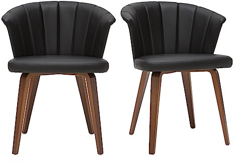 Miliboo Chaises Design Noir et Bois foncé Noyer (Lot de 2) Albin