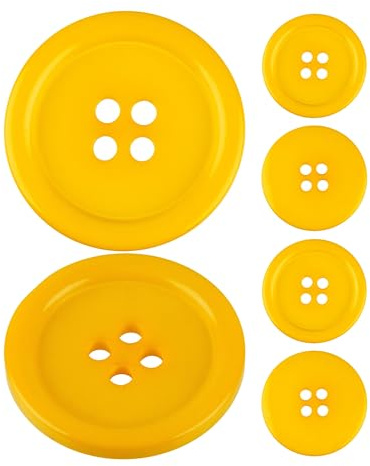 Botones para ropa, 6 piezas, 4 agujeros, Ø 40,6 mm, de color amarillo, de poliéster, talla 64L, botones de resina para chaqueta, abrigo, camisa, polo, botón bricolaje de resina