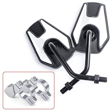 LAGNY Seitenrückspiegel 10mm Motorrad Lenker Seite Rückspiegel Motorrad Zubehör Elektrische Fahrrad Scooter Rückspiegel Universal Lenkerendenspiegel (Color : Silver-with Bracket)